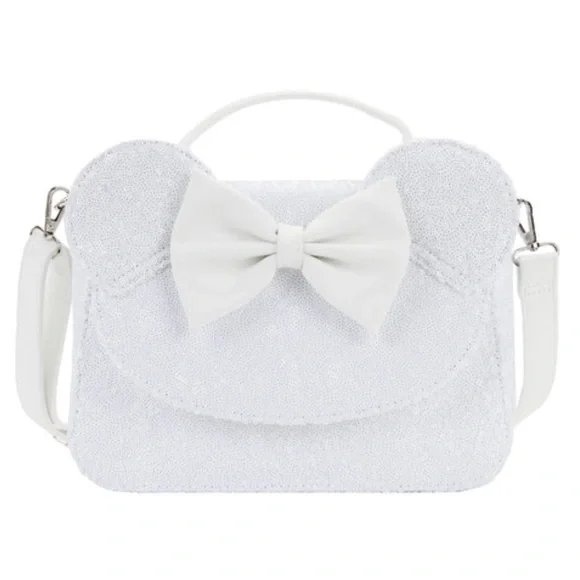 NEW SET Loungefly Minnie Mouse Sequin Wedding Crossbody Bag and wallet - Picture 7 of 16